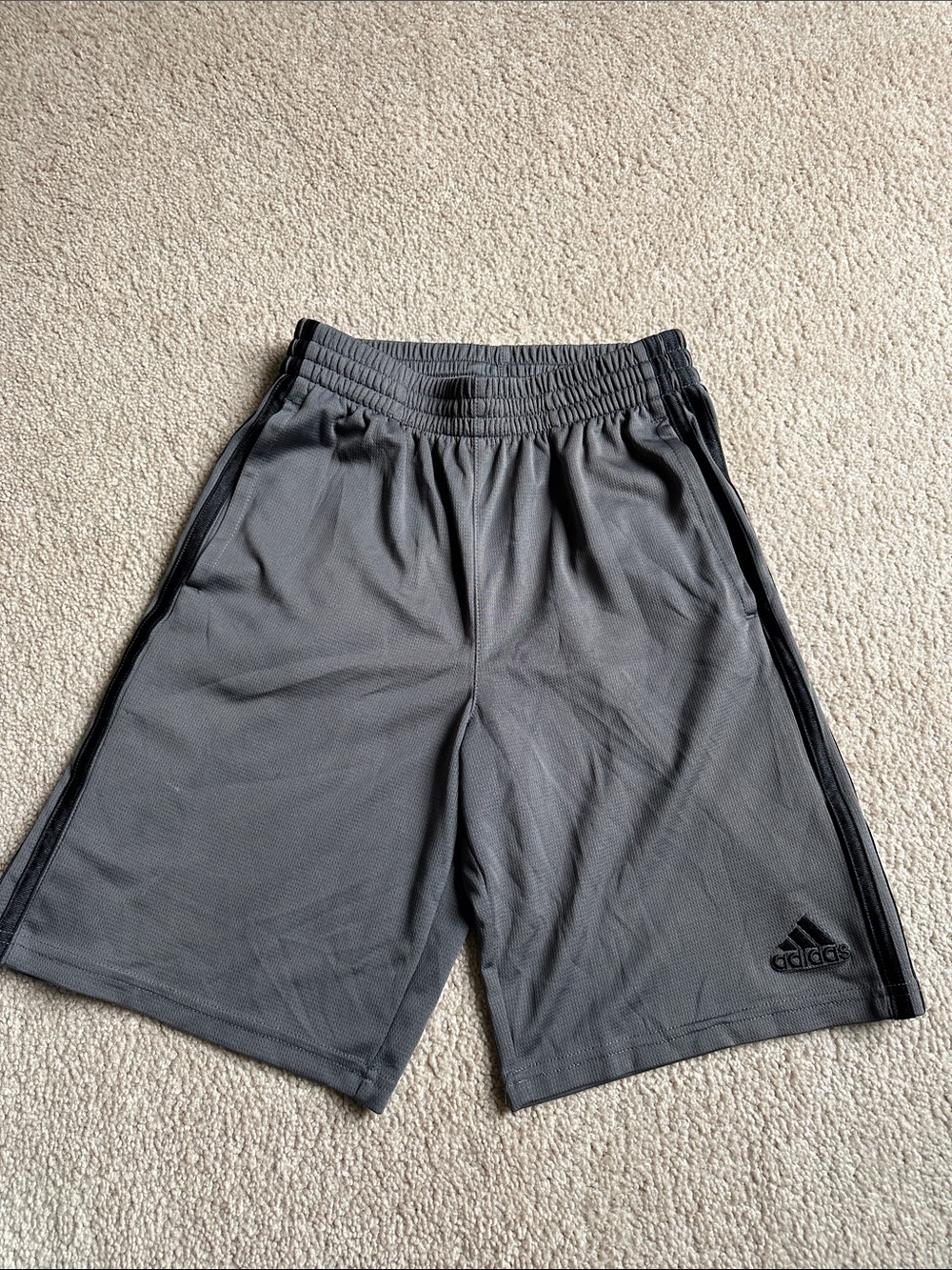 adidas Gray Athletic Mesh Shorts with Black Accents